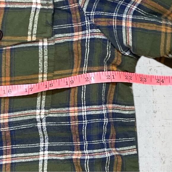 Field & Stream Men’s M Sherpa Lined Green Plaid Corduroy Flannel Shirt Jacket - Picture 7 of 12